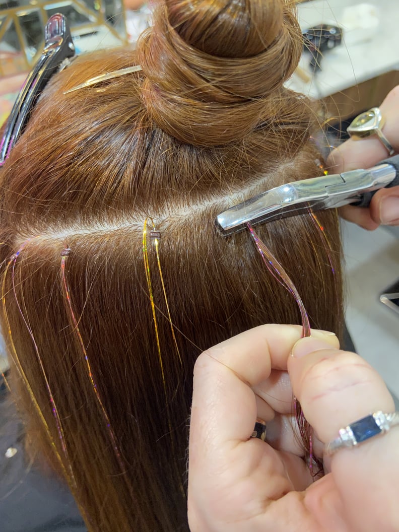 Hair Tinsel with Bead at Hair Dresser