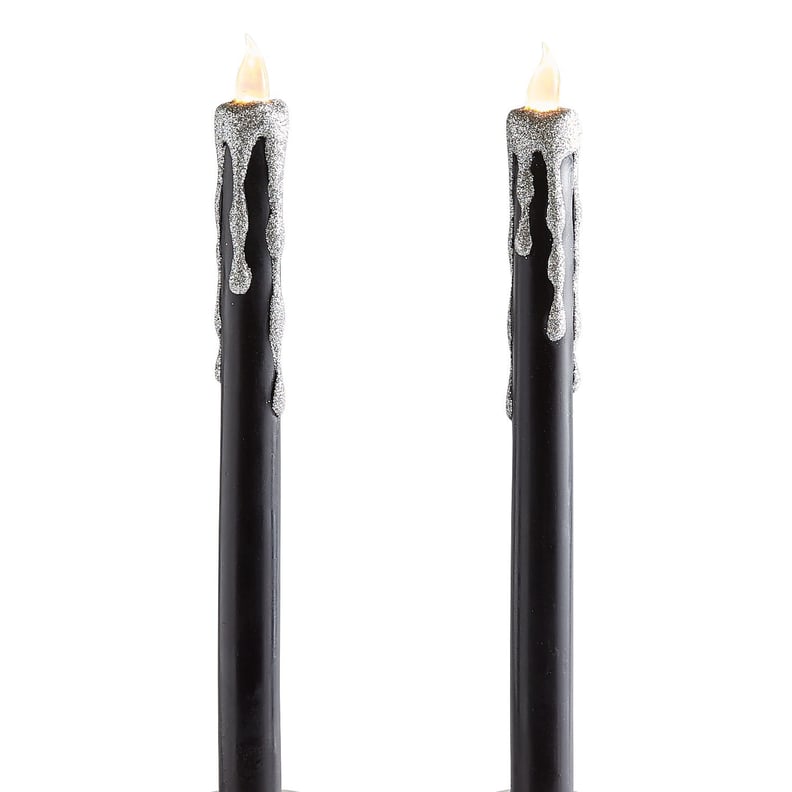 Black and Silver LED Taper Candles Set of Two