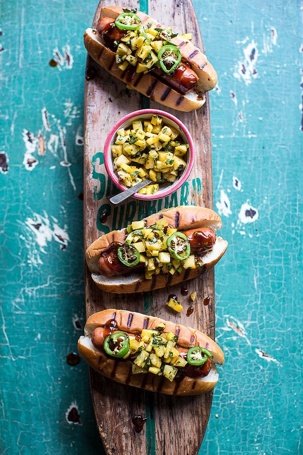 Hawaiian Barbecue Dogs With Mango, Chili, Pineapple, and Lime Relish