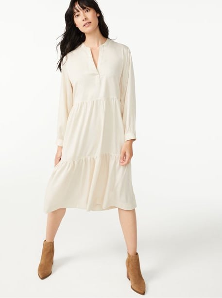 Free Assembly Women's Swing Shirtdress With Long Sleeves