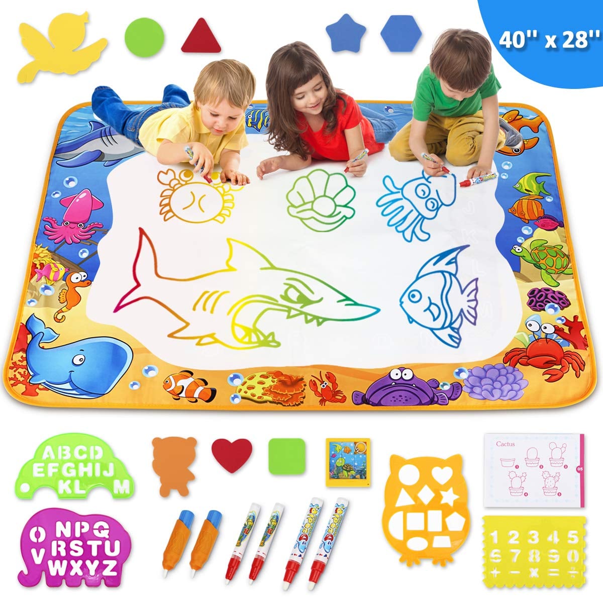 Wow Four Design AquaDoodle Mat Aqua Magic Mat Educational Travel Toys Gifts for Age 2 3 4 5 6 Year Old Water mat 