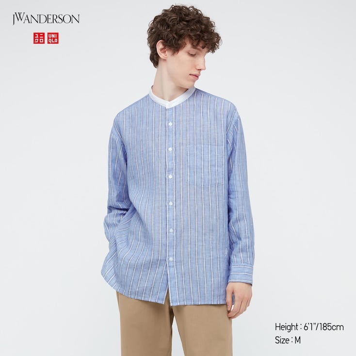 Premium Linen Stand Collar LongSleeve Shirt Uniqlo x JW Anderson