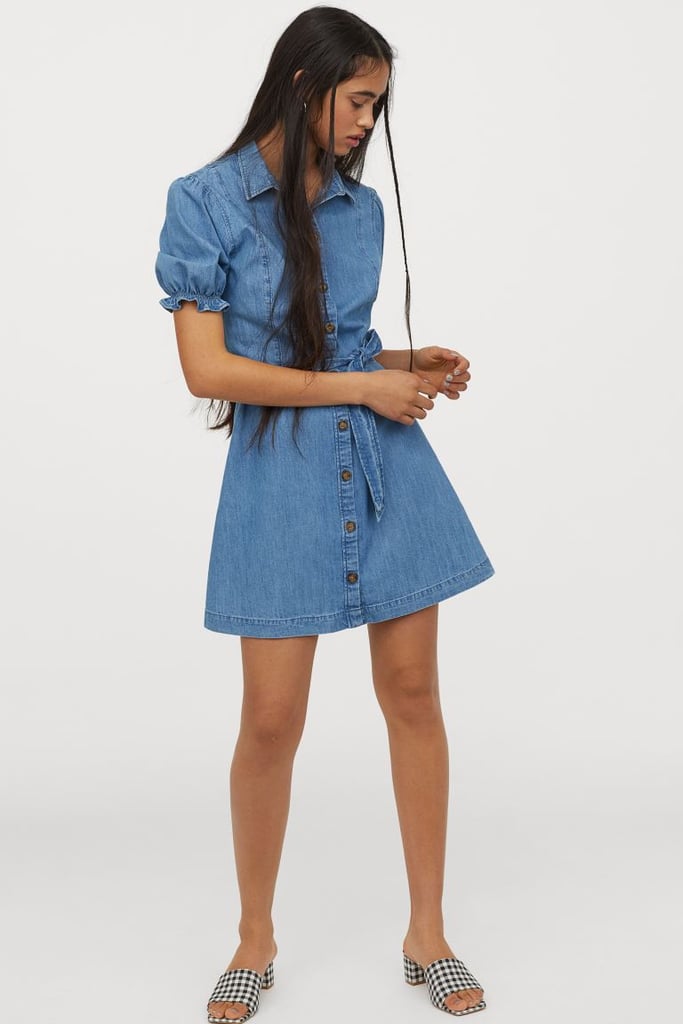 H&M Puff-Sleeved Denim Dress