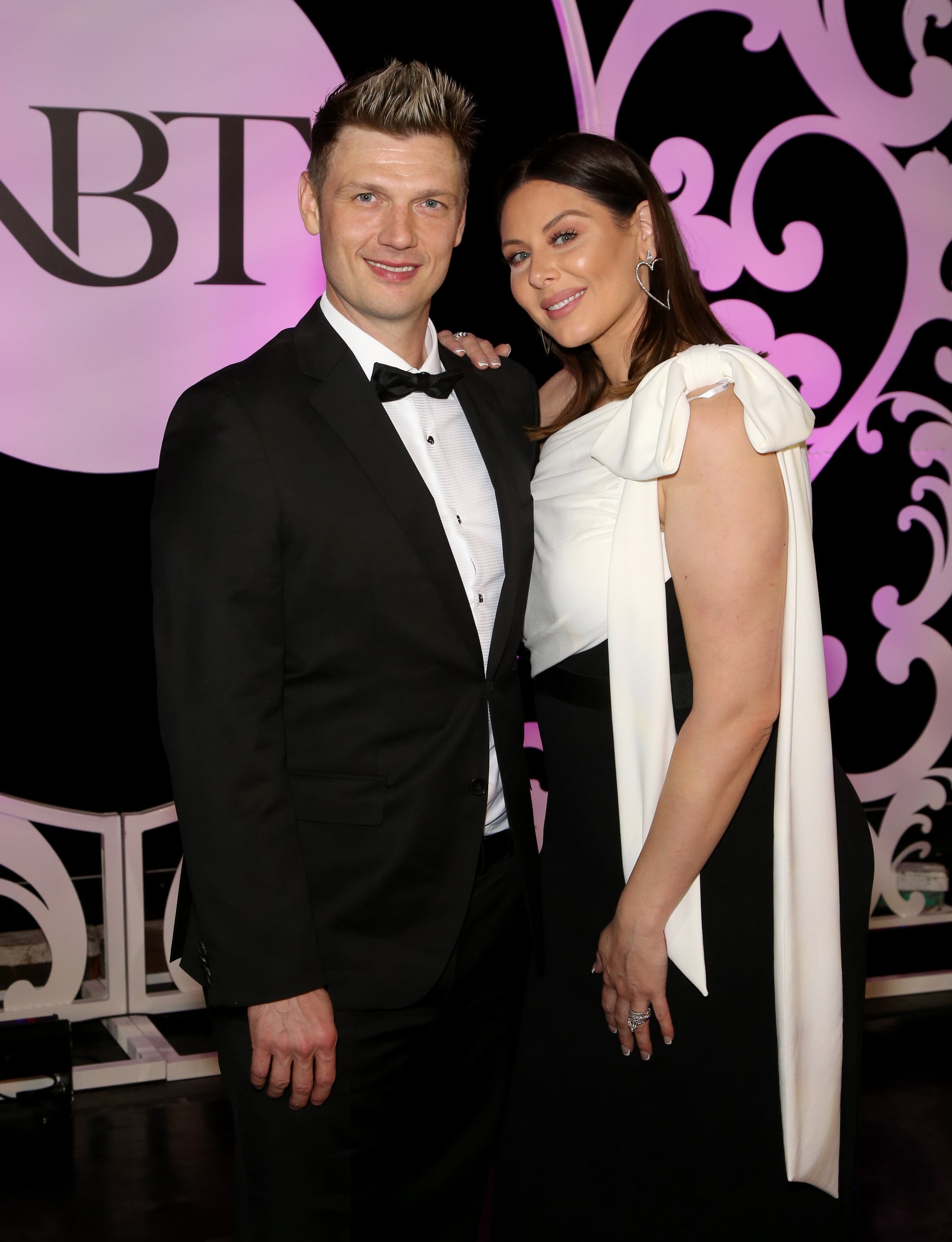 LAS VEGAS, NEVADA - JANUARY 25:  Singer Nick Carter (L) of Backstreet Boys and his wife Lauren Carter attend the 36th annual Black and White Ball honouring Nevada Ballet Theatre's 2020 Woman of the Year event at Caesars Palace on January 25, 2020 in Las Vegas, Nevada. (Photo by Gabe Ginsberg/Getty Images)