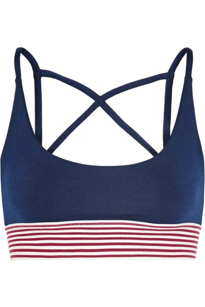 Olympia Activewear Dion Stripe-Trimmed Stretch-Jersey Sports Bra