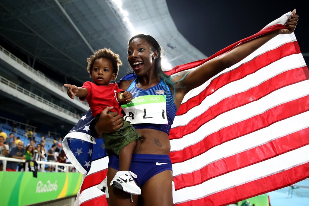 Nia Ali and Son Titus at the Summer Olympics 2016