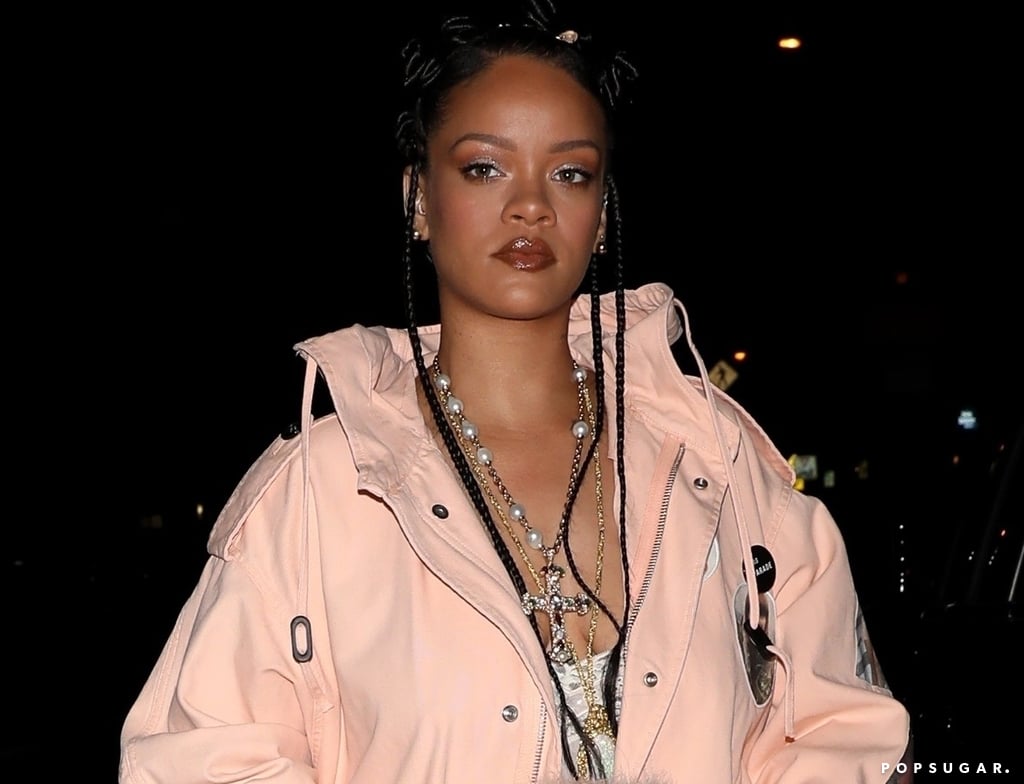 Rihanna Wears A$AP Rocky's Necklace With Her Raf Simons Coat