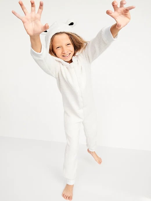 Old Navy Gender-Neutral Sherpa Hooded One-Piece Pajamas For Kids