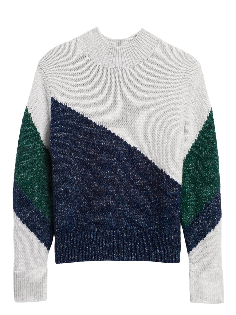 Metallic Colour-Block Cropped Sweater