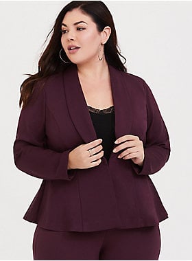 Torrid Burgundy Stretch Peplum Blazer