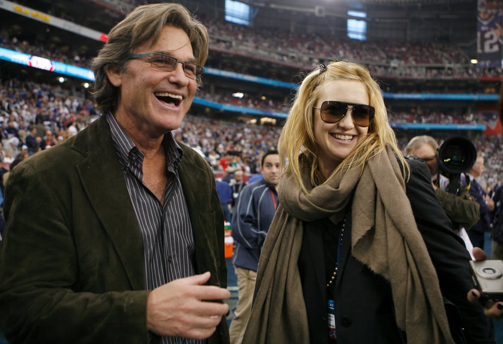 Kurt Russell and Kate Hudson watched the Giants play the Patriots in 2008.