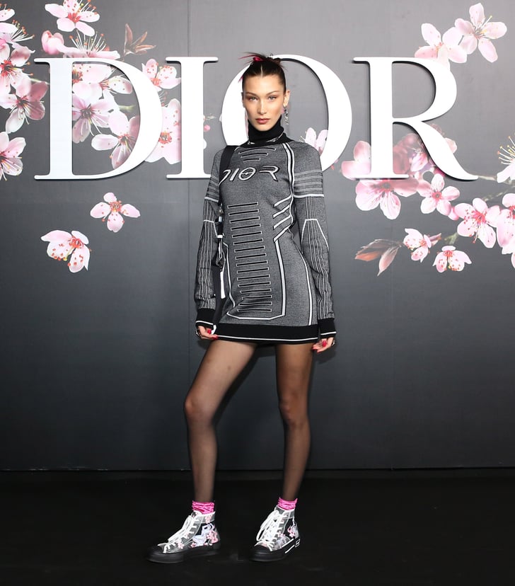 Bella Hadid Flower Sneakers at Dior Show