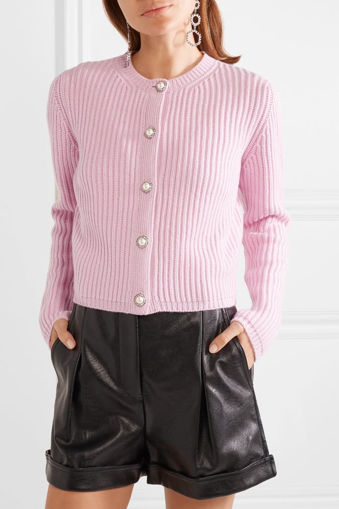 Miu Miu Embellished Ribbed Cashmere Cardigan