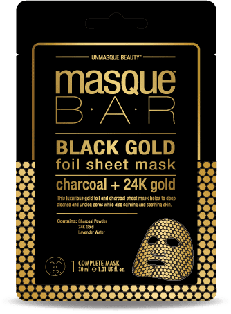 MasqueBAR Black Gold Foil Charcoal and 24k Gold Sheet Mask
