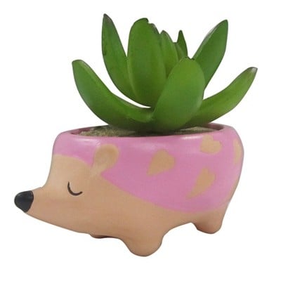 Valentine's Day Mini Terracotta Planter with Faux Succulent Hedgehog