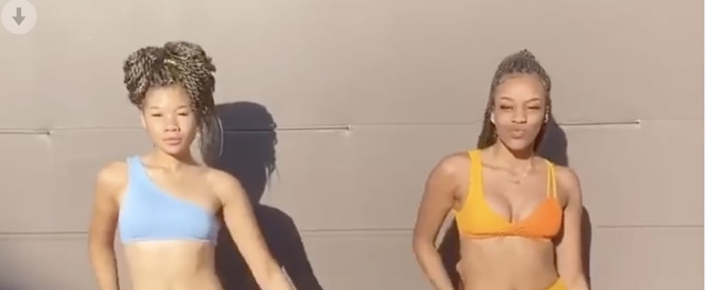 Storm Reid Wearing a Light-Blue Frankies Bikinis Swimsuit