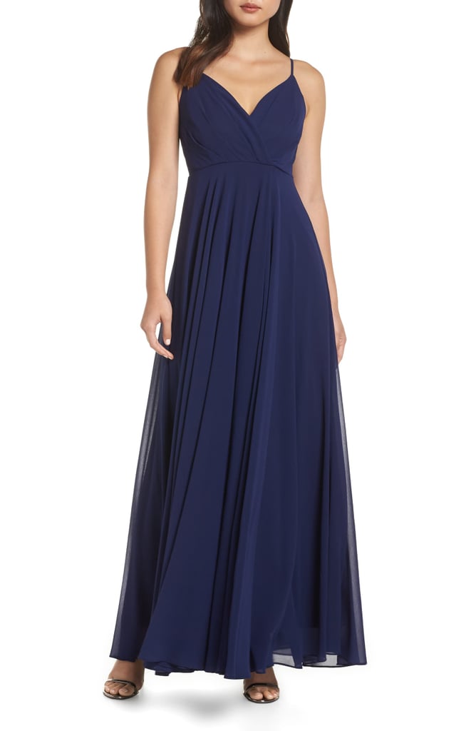 surplice chiffon gown