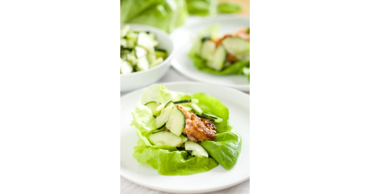 Miso Salmon Lettuce Wraps With Wasabi Cucumbers Lettuce Wrap Recipes POPSUGAR Food Photo 5