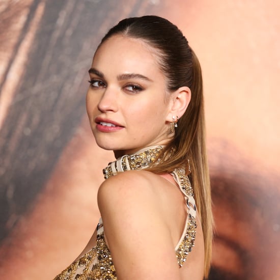 Lily James's Bleached Brows, Blunt Bangs in Versace Campaign