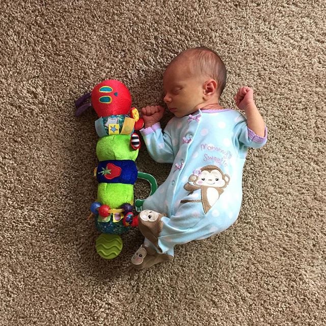 Baby vs. caterpillar.