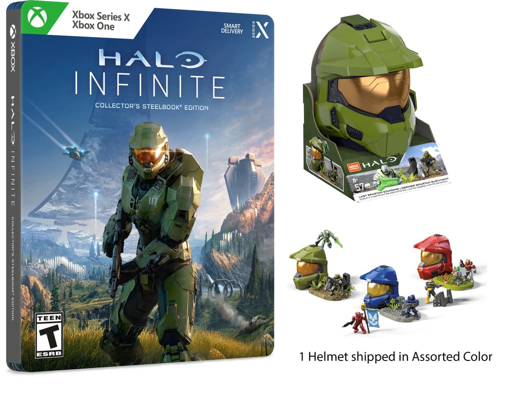 Halo Infinite Collector’s Steelbook® Edition + Mega Construx Assorted Colour Halo Helme