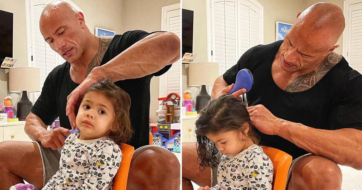 Dwayne Johnson Shares Post Brushing His Daughter's Hair PS Family