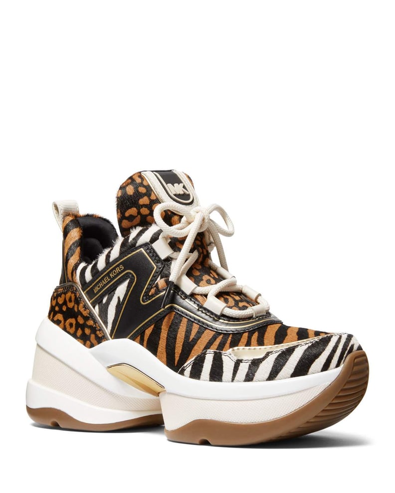 Michael Michael Kors Olympia Mixed Animal-Print Trainer Sneakers