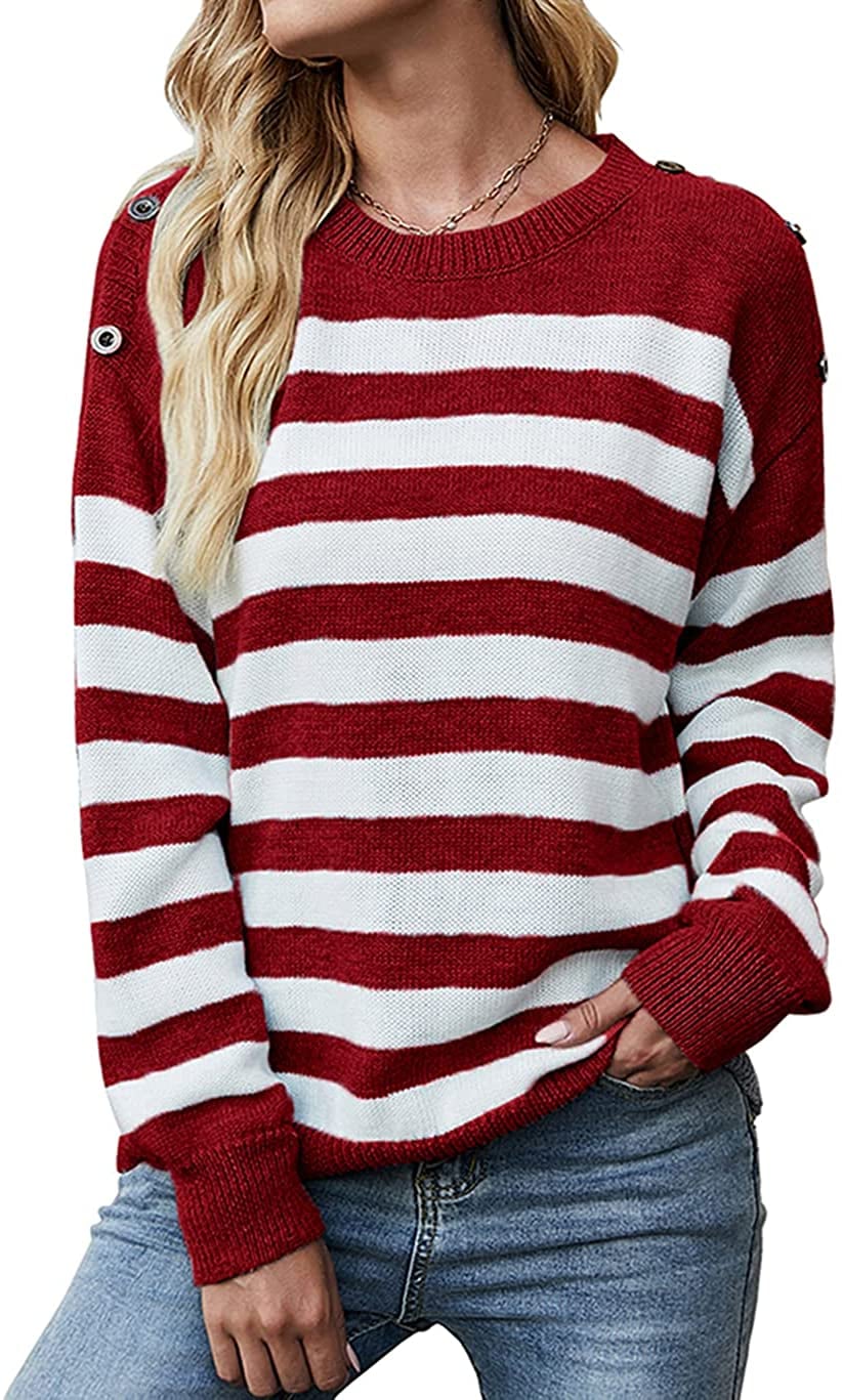 Fashion Sweaters Crewneck Sweaters Only Crewneck Sweater striped pattern casual look 
