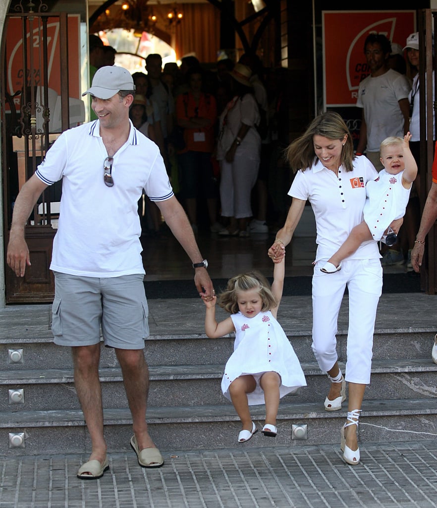 The royal family was photographed during a yacht-club visit in July 2008.