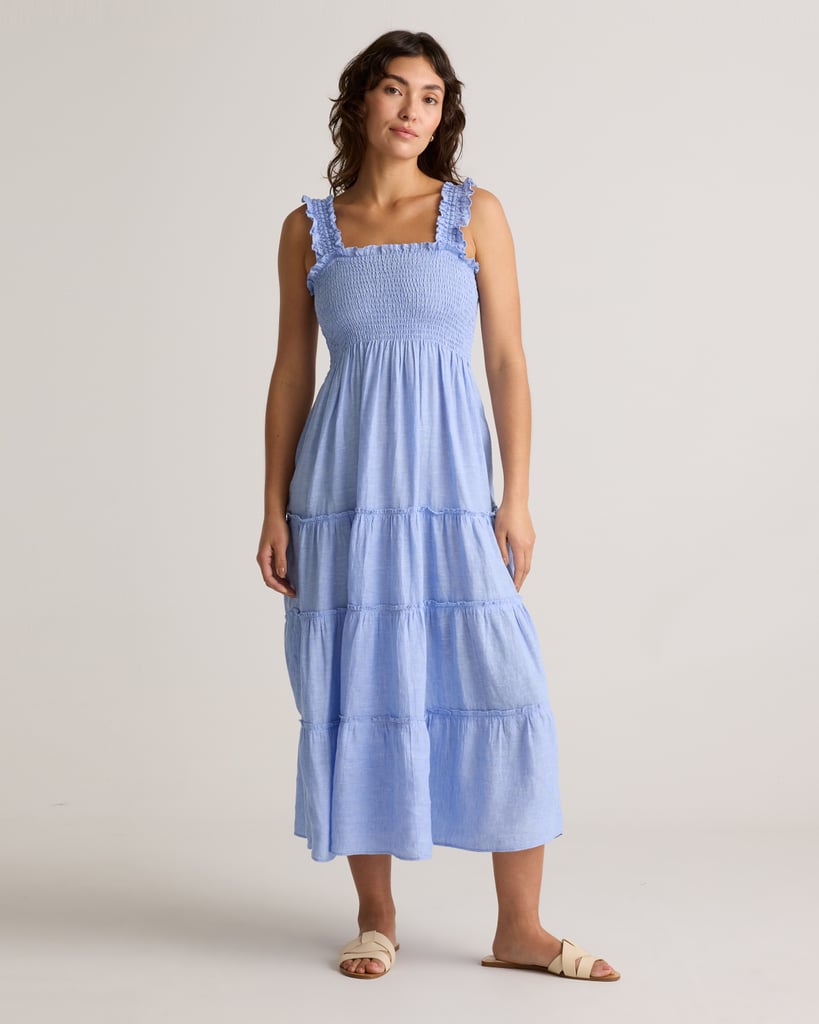 European Linen Smocked Midi Dress ($74)
This dress was practically made for a heat wave. The lightweight linen and smocked tiered skirt feel weightless against your skin, and the shape is flattering for all body shapes. It's the ultimate summer staple you can reach for on those days you need to just throw something on.