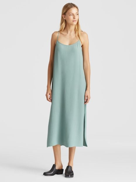 Eileen Fisher Plus Tencel Viscose Crepe Slip Dress