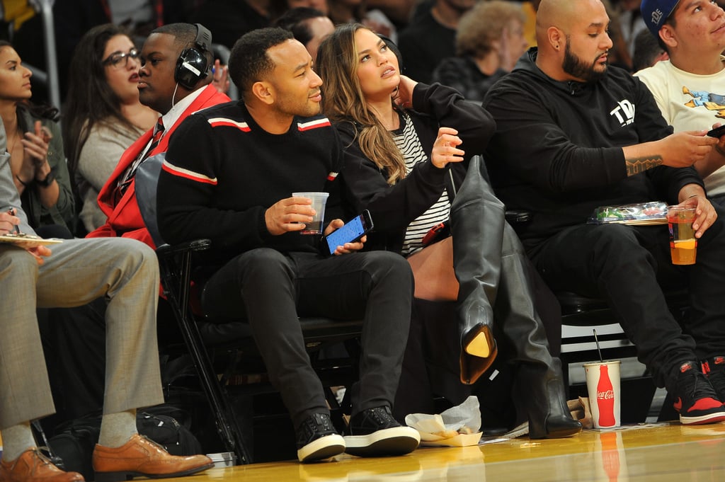 Chrissy Teigen and John Legend at LA Lakers Game Nov. 2017
