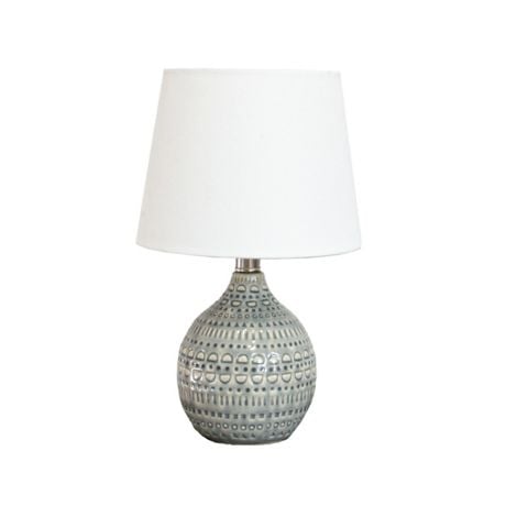 Table Lamp in Grey With White Linen Shade
