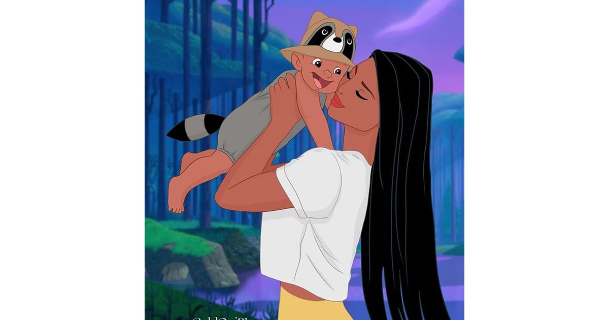 Pocahontas As A Mom Artist Reimagines Disney Princesses As Moms With 