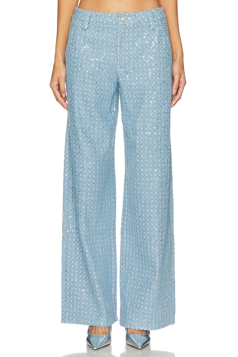 Wide-Leg Sequin Jeans