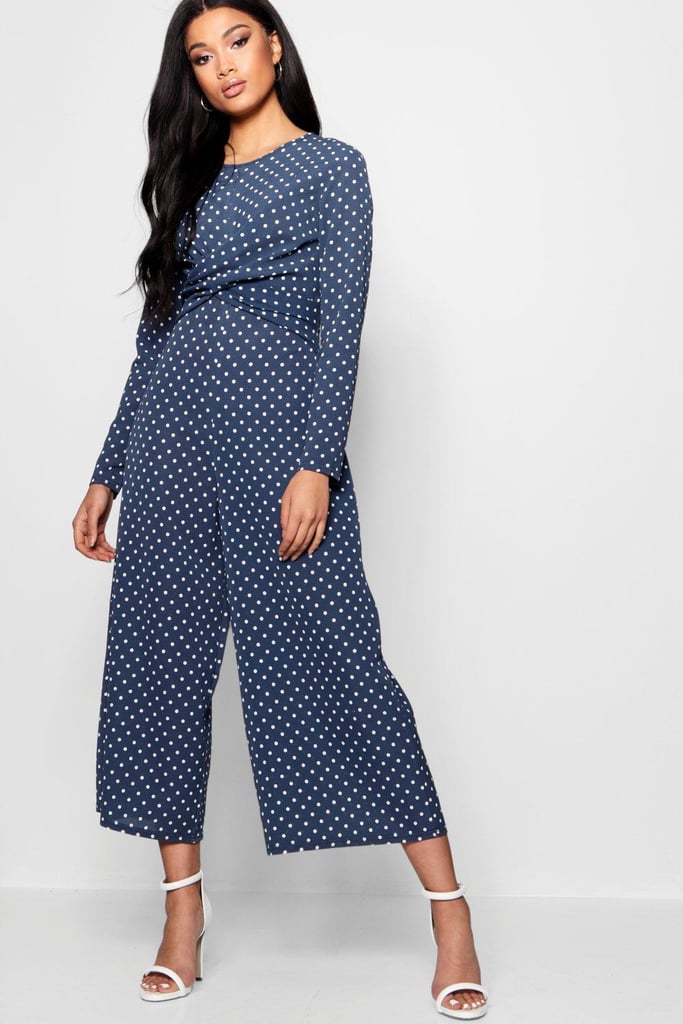 Boohoo Polka Dot Wrap Over Jumpsuit