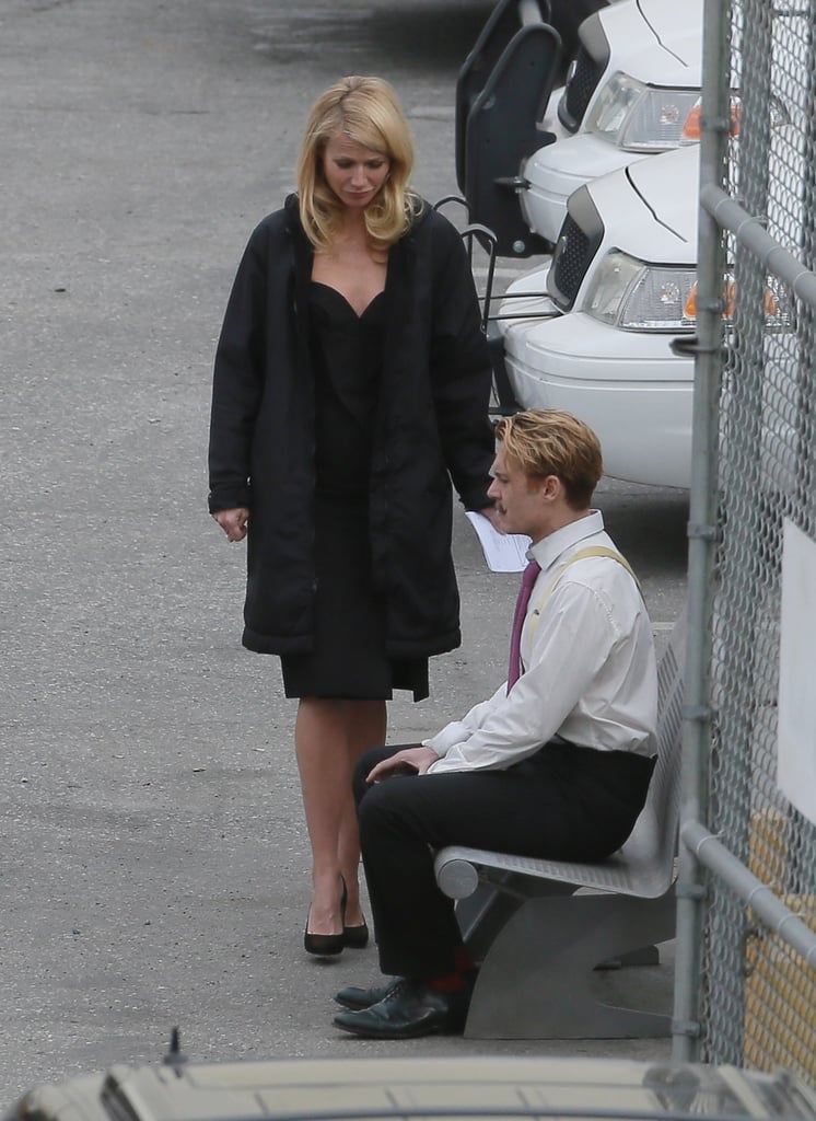 Gwyneth Paltrow and Johnny Depp filmed a scene together on the set of Mortdecai in LA on Tuesday.