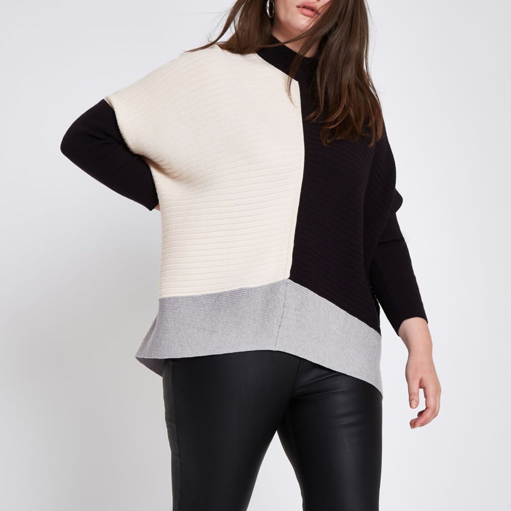 River Island Ribbed Knit Colour Block Sweater
