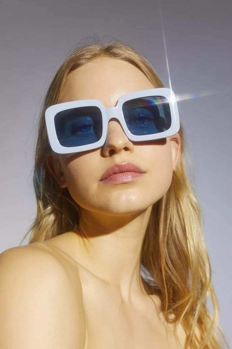 Ins Popular Brand Metal Rectangle Sunglasses Women Retro Square