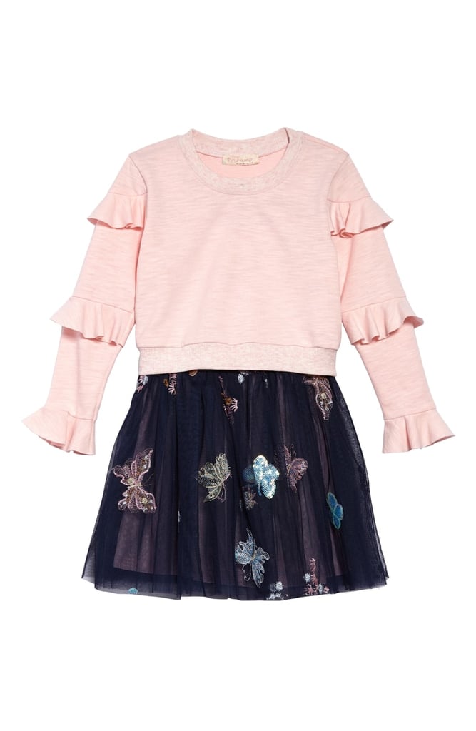 Truly Me Ruffle Sweatshirt & Embroidered Tutu Dress Set