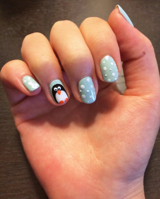 This penguin nail art will be the cutest thing you see all season.