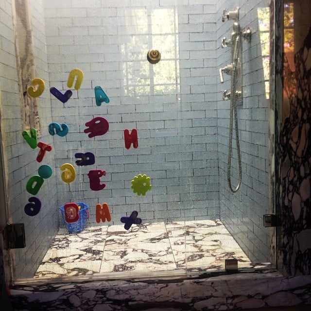 Hilary Duff showed off little Luca's artistic creation after his shower.
Source: Instagram user hilaryduff