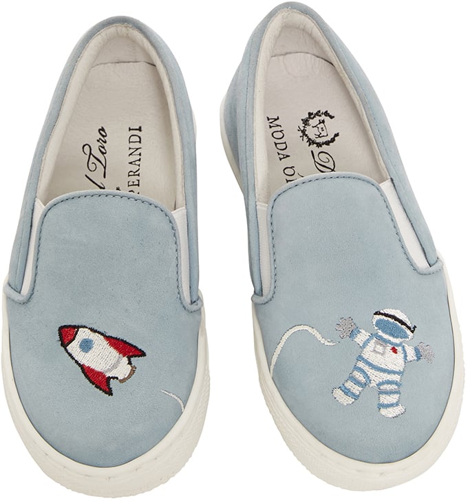 Del Toro Leather Astronaut and Rocket Slip On Sneakers ($340)
