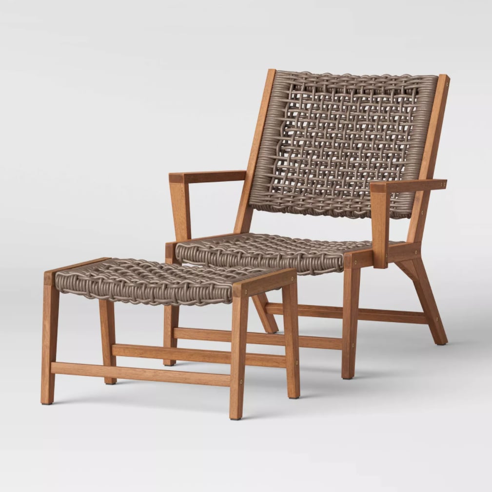 Project 62 Lena Wood & Rope Patio Chair With Ottoman