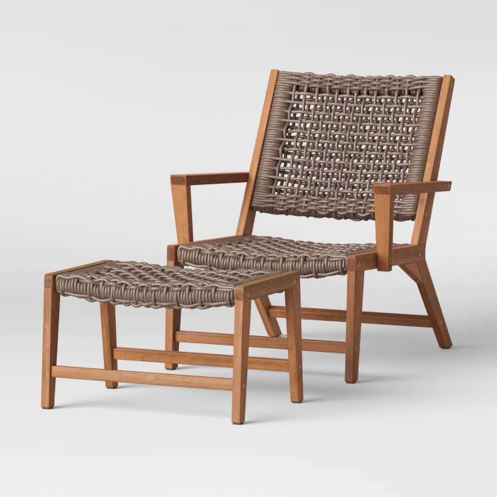 Project 62 Lena Wood & Rope Patio Chair with Ottoman