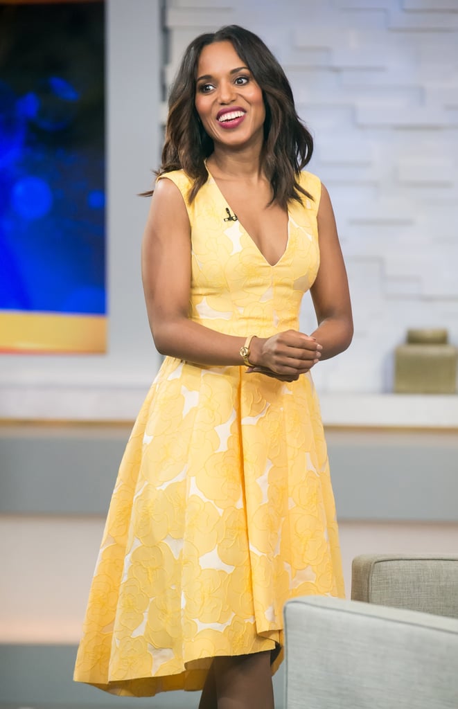 Kerry Washington looked stunning in yellow while visiting Good Morning America on Tuesday in NYC.