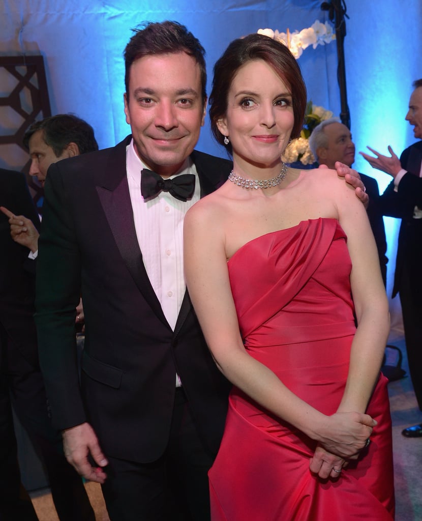 Tina Fey caught up with her pal Jimmy Fallon at the NBC party.