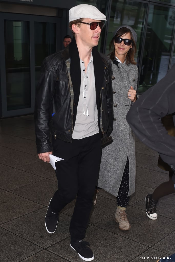 Benedict Cumberbatch and Sophie Hunter at Heathrow Airport