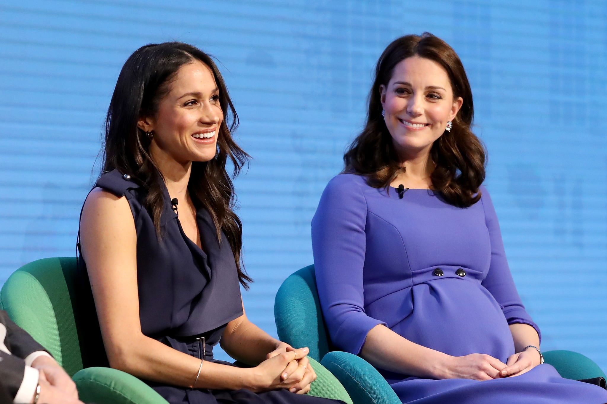 US actress and fiancee of Britain's Prince Harry Meghan Markle (L) and Britain's Catherine (L), Duchess of Cambridge attend the first annual Royal Foundation Forum on February 28, 2018 in London. / AFP PHOTO / POOL / Chris Jackson        (Photo credit should read CHRIS JACKSON/AFP/Getty Images)