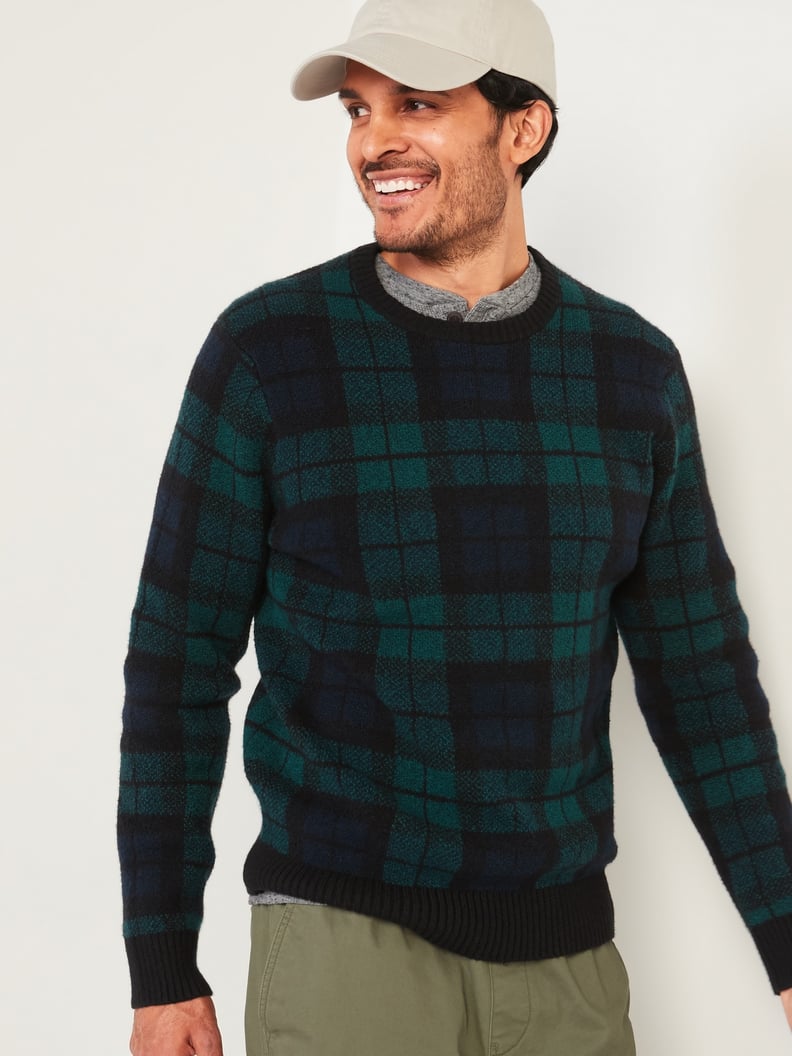 Cozy Plaid Crewneck Sweater For Men